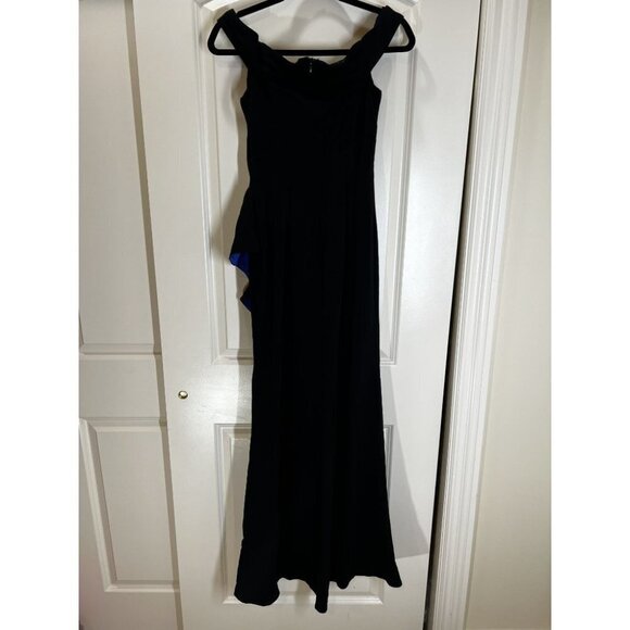 Slate & Willow Black Cobalt Contrast Ruffle Formal Gown $355 - Picture 7 of 10